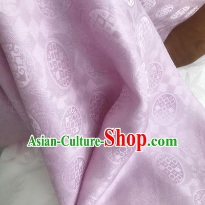 Chinese Traditional Round Design Pattern Lilac Silk Fabric Cheongsam Mulberry Silk Drapery