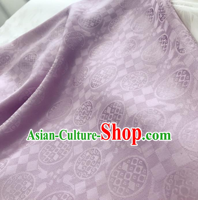 Chinese Traditional Round Design Pattern Lilac Silk Fabric Cheongsam Mulberry Silk Drapery