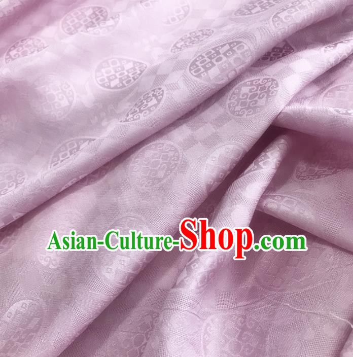 Chinese Traditional Round Design Pattern Lilac Silk Fabric Cheongsam Mulberry Silk Drapery
