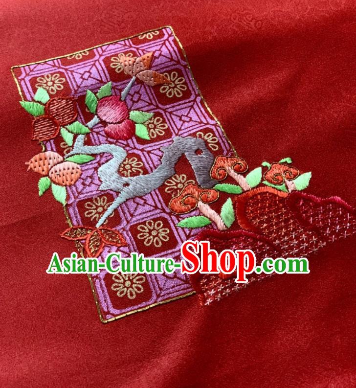 Chinese Classical Embroidered Lotus Pattern Design Red Silk Fabric Asian Traditional Hanfu Brocade Material Chinese Classical Embroidered Lotus Pattern Design Red Silk Fabric Asian Traditional Hanfu Brocade Material