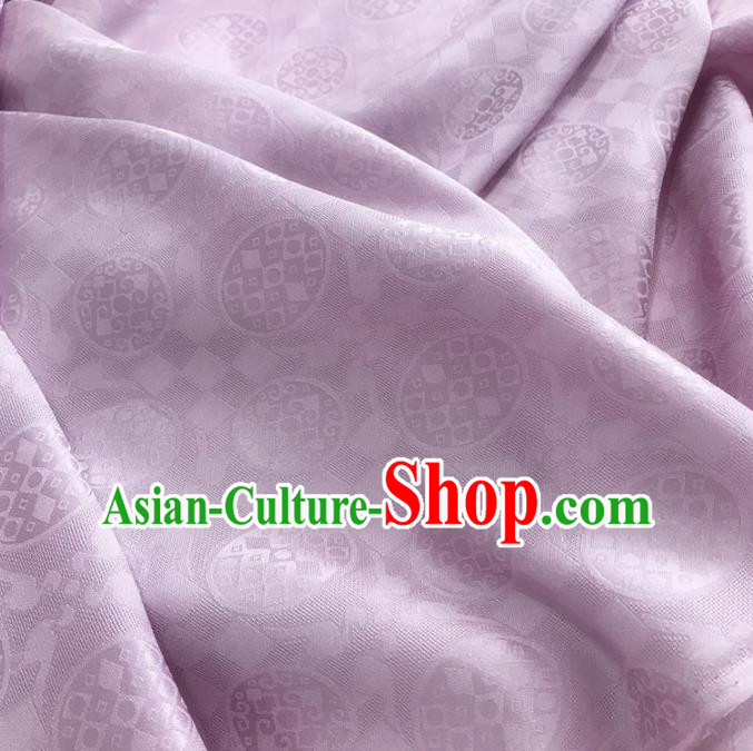 Chinese Traditional Round Design Pattern Lilac Silk Fabric Cheongsam Mulberry Silk Drapery