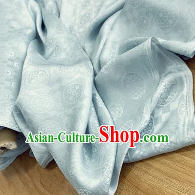 Chinese Traditional Round Design Pattern Light Blue Silk Fabric Cheongsam Mulberry Silk Drapery