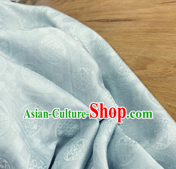 Chinese Traditional Round Design Pattern Light Blue Silk Fabric Cheongsam Mulberry Silk Drapery Chinese Traditional Round Design Pattern Light Blue Silk Fabric Cheongsam Mulberry Silk Drapery