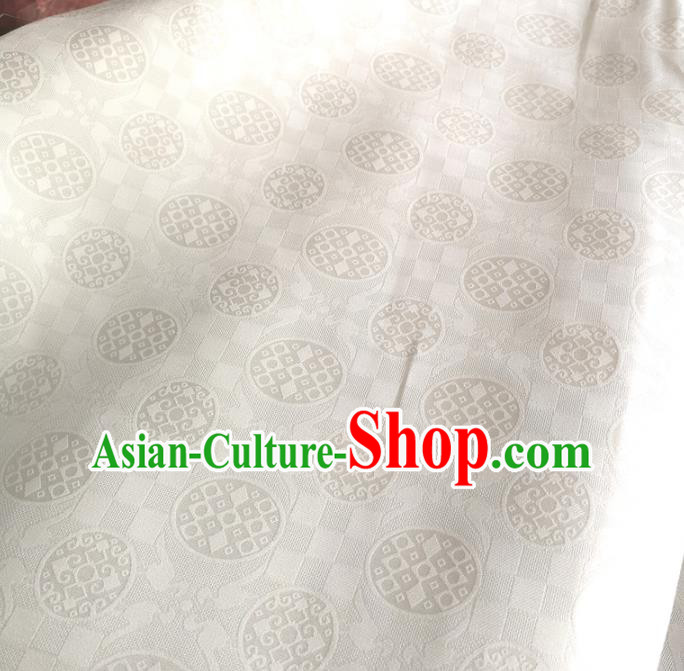 Chinese Traditional Round Design Pattern White Silk Fabric Cheongsam Mulberry Silk Drapery Chinese Traditional Round Design Pattern White Silk Fabric Cheongsam Mulberry Silk Drapery