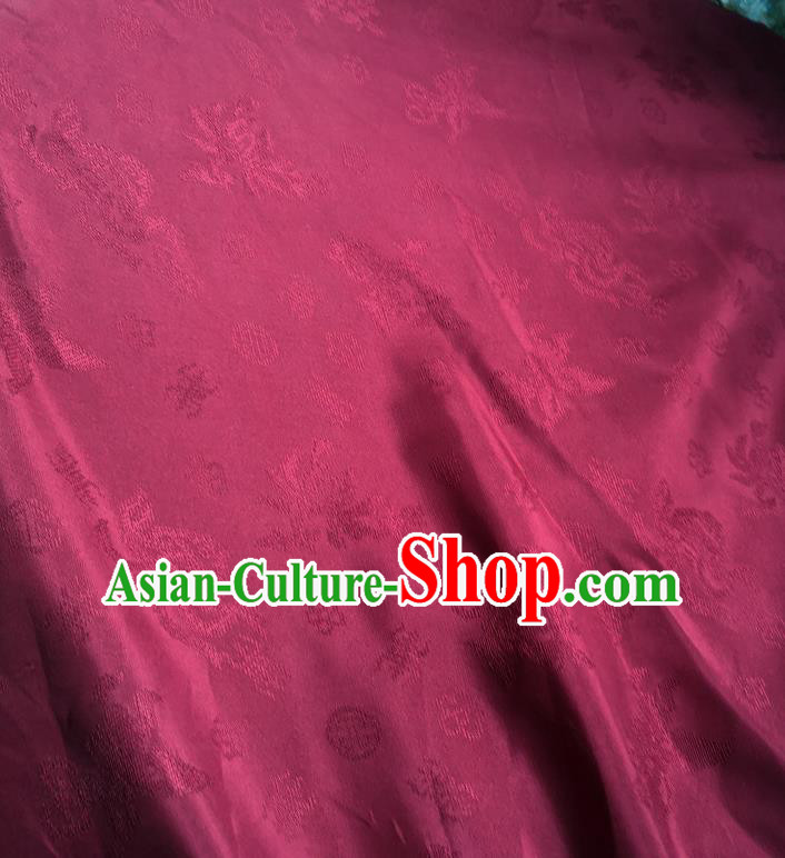 Chinese Traditional Jacquard Design Pattern Wine Red Silk Fabric Cheongsam Mulberry Silk Drapery Chinese Traditional Jacquard Design Pattern Wine Red Silk Fabric Cheongsam Mulberry Silk Drapery