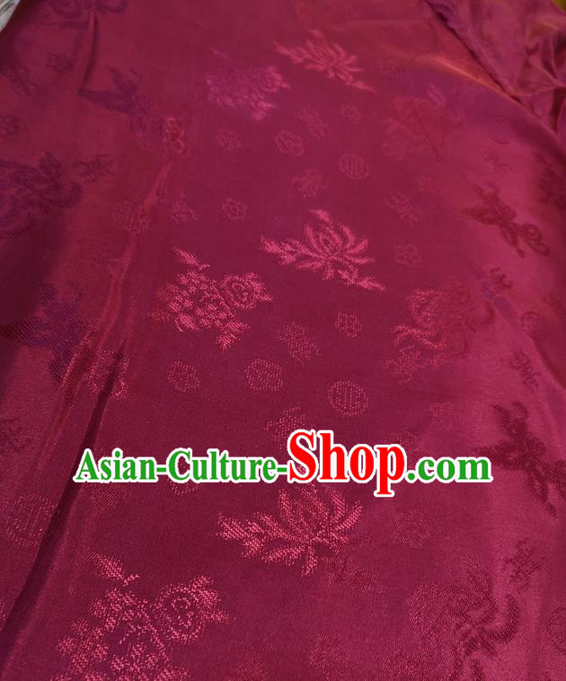 Chinese Traditional Jacquard Design Pattern Wine Red Silk Fabric Cheongsam Mulberry Silk Drapery Chinese Traditional Jacquard Design Pattern Wine Red Silk Fabric Cheongsam Mulberry Silk Drapery