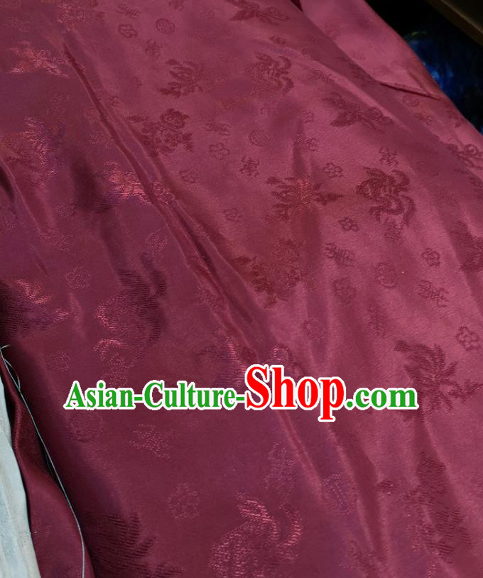 Chinese Traditional Jacquard Design Pattern Wine Red Silk Fabric Cheongsam Mulberry Silk Drapery Chinese Traditional Jacquard Design Pattern Wine Red Silk Fabric Cheongsam Mulberry Silk Drapery