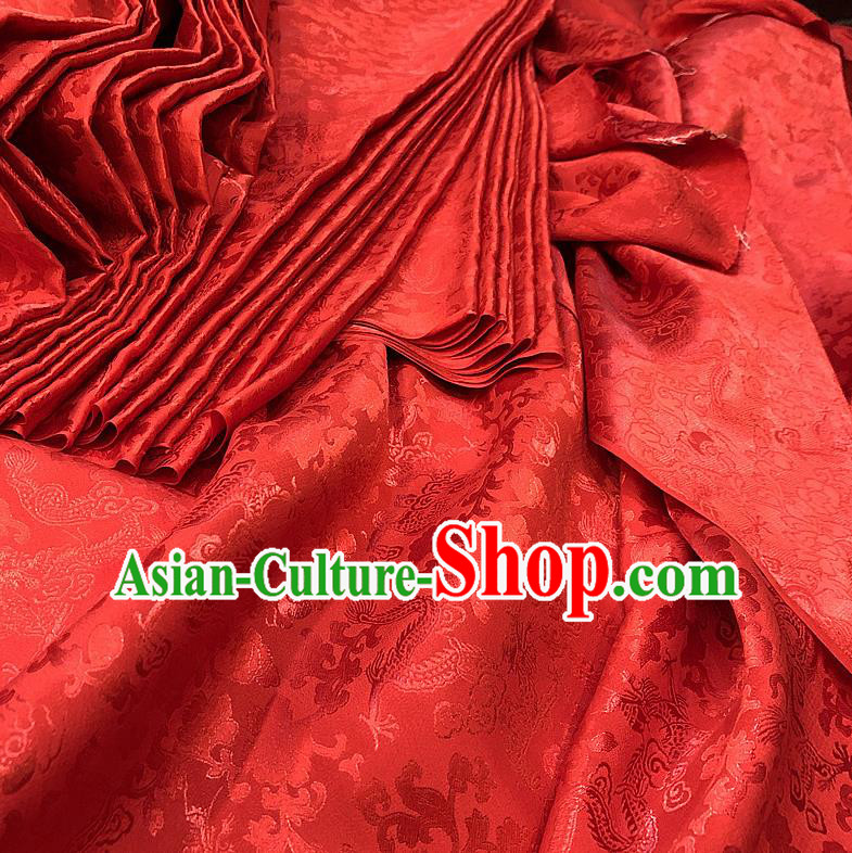 Chinese Traditional Jacquard Dragon Design Pattern Red Silk Fabric Cheongsam Mulberry Silk Drapery Chinese Traditional Jacquard Dragon Design Pattern Red Silk Fabric Cheongsam Mulberry Silk Drapery