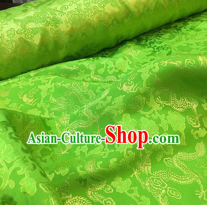 Chinese Traditional Jacquard Dragon Design Pattern Green Silk Fabric Cheongsam Mulberry Silk Drapery Chinese Traditional Jacquard Dragon Design Pattern Green Silk Fabric Cheongsam Mulberry Silk Drapery