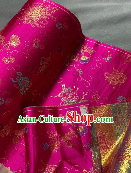 Chinese Classical Plum Chrysanthemum Pattern Design Rosy Silk Fabric Asian Traditional Hanfu Brocade Material Chinese Classical Plum Chrysanthemum Pattern Design Rosy Silk Fabric Asian Traditional Hanfu Brocade Material