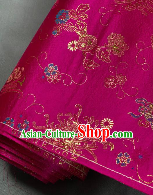 Chinese Classical Plum Chrysanthemum Pattern Design Rosy Silk Fabric Asian Traditional Hanfu Brocade Material Chinese Classical Plum Chrysanthemum Pattern Design Rosy Silk Fabric Asian Traditional Hanfu Brocade Material