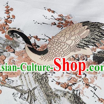 Chinese Traditional Orange Plum Crane Pattern Brocade Fabric Cheongsam Tapestry Drapery
