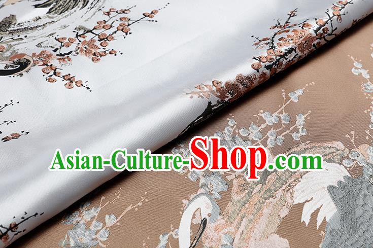 Chinese Traditional Orange Plum Crane Pattern Brocade Fabric Cheongsam Tapestry Drapery Chinese Traditional Orange Plum Crane Pattern Brocade Fabric Cheongsam Tapestry Drapery