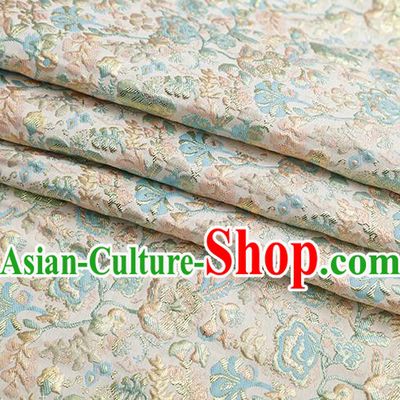 Chinese Traditional Jacquard Flowers Pattern Beige Brocade Fabric Cheongsam Tapestry Drapery