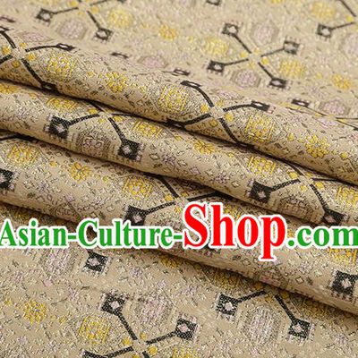Chinese Traditional Jacquard Graph Pattern Yellow Brocade Fabric Cheongsam Tapestry Drapery