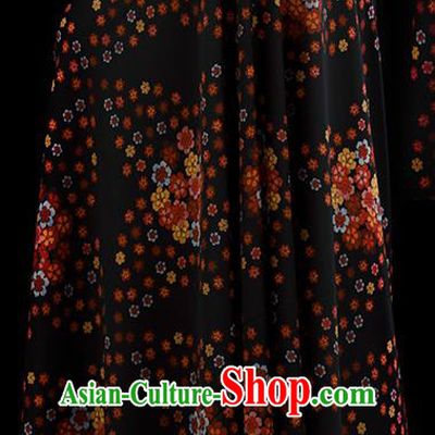 Chinese Traditional Flowers Design Pattern Black Silk Fabric Cheongsam Mulberry Silk Drapery