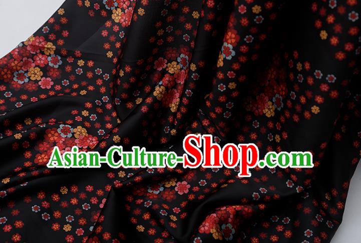 Chinese Traditional Flowers Design Pattern Black Silk Fabric Cheongsam Mulberry Silk Drapery Chinese Traditional Flowers Design Pattern Black Silk Fabric Cheongsam Mulberry Silk Drapery
