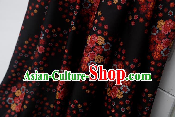 Chinese Traditional Flowers Design Pattern Black Silk Fabric Cheongsam Mulberry Silk Drapery Chinese Traditional Flowers Design Pattern Black Silk Fabric Cheongsam Mulberry Silk Drapery