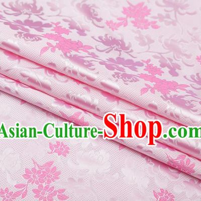 Chinese Traditional Jacquard Pattern Pink Brocade Fabric Cheongsam Tapestry Drapery