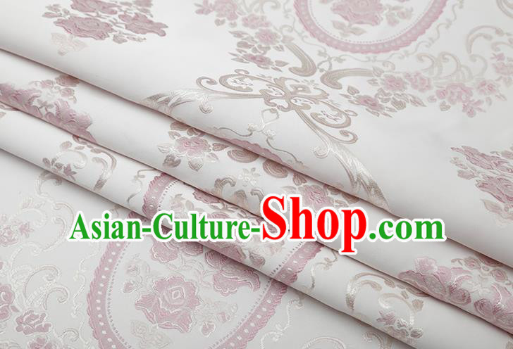 Chinese Traditional Jacquard Flowers Pattern White Brocade Fabric Cheongsam Satin Tapestry Drapery Chinese Traditional Jacquard Flowers Pattern White Brocade Fabric Cheongsam Satin Tapestry Drapery