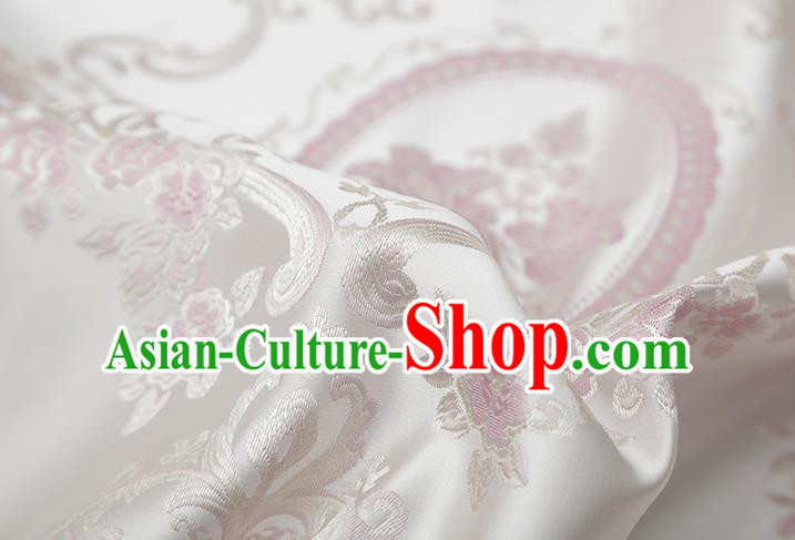 Chinese Traditional Jacquard Flowers Pattern White Brocade Fabric Cheongsam Satin Tapestry Drapery Chinese Traditional Jacquard Flowers Pattern White Brocade Fabric Cheongsam Satin Tapestry Drapery