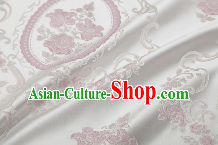 Chinese Traditional Jacquard Flowers Pattern White Brocade Fabric Cheongsam Satin Tapestry Drapery Chinese Traditional Jacquard Flowers Pattern White Brocade Fabric Cheongsam Satin Tapestry Drapery