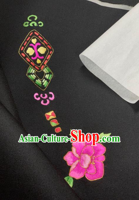 Chinese Classical Phoenix Peony Pattern Design Black Silk Fabric Asian Traditional Hanfu Brocade Material Chinese Classical Phoenix Peony Pattern Design Black Silk Fabric Asian Traditional Hanfu Brocade Material