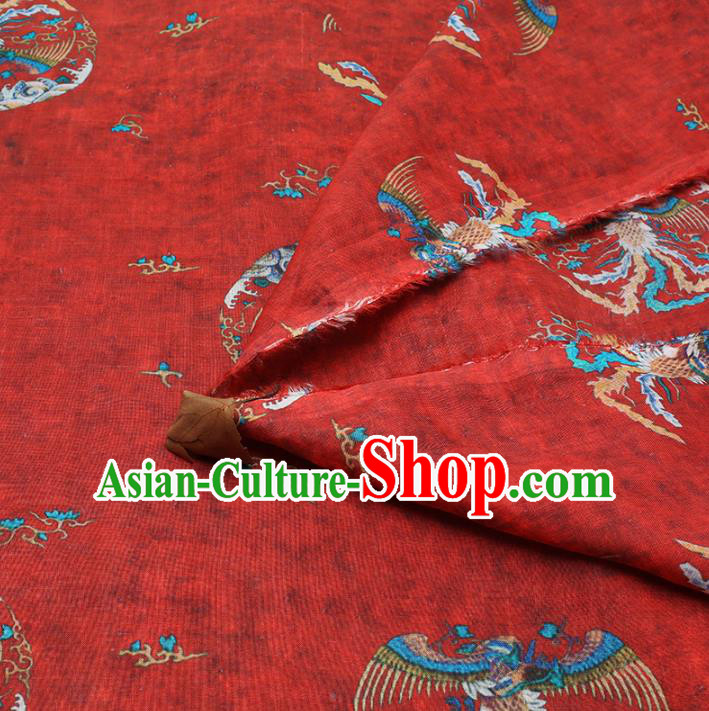 Chinese Traditional Phoenix Design Pattern Red Ramie Fabric Cheongsam Ramee Drapery Chinese Traditional Phoenix Design Pattern Red Ramie Fabric Cheongsam Ramee Drapery