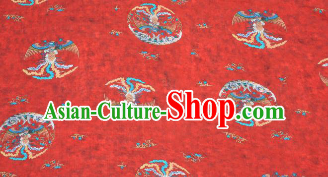 Chinese Traditional Phoenix Design Pattern Red Ramie Fabric Cheongsam Ramee Drapery Chinese Traditional Phoenix Design Pattern Red Ramie Fabric Cheongsam Ramee Drapery