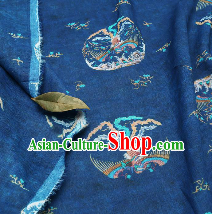 Chinese Traditional Phoenix Design Pattern Navy Ramie Fabric Cheongsam Ramee Drapery Chinese Traditional Phoenix Design Pattern Navy Ramie Fabric Cheongsam Ramee Drapery