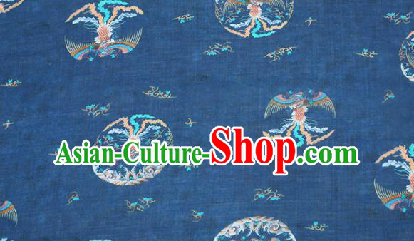 Chinese Traditional Phoenix Design Pattern Navy Ramie Fabric Cheongsam Ramee Drapery Chinese Traditional Phoenix Design Pattern Navy Ramie Fabric Cheongsam Ramee Drapery