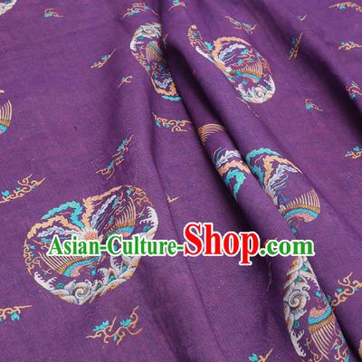 Chinese Traditional Phoenix Design Pattern Purple Ramie Fabric Cheongsam Ramee Drapery