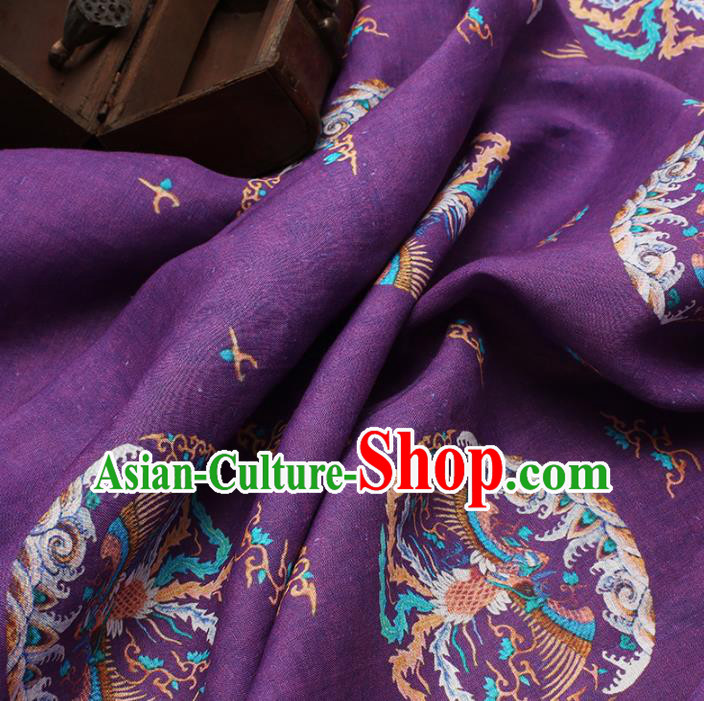Chinese Traditional Phoenix Design Pattern Purple Ramie Fabric Cheongsam Ramee Drapery Chinese Traditional Phoenix Design Pattern Purple Ramie Fabric Cheongsam Ramee Drapery