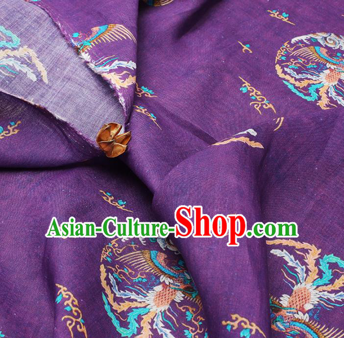 Chinese Traditional Phoenix Design Pattern Purple Ramie Fabric Cheongsam Ramee Drapery Chinese Traditional Phoenix Design Pattern Purple Ramie Fabric Cheongsam Ramee Drapery