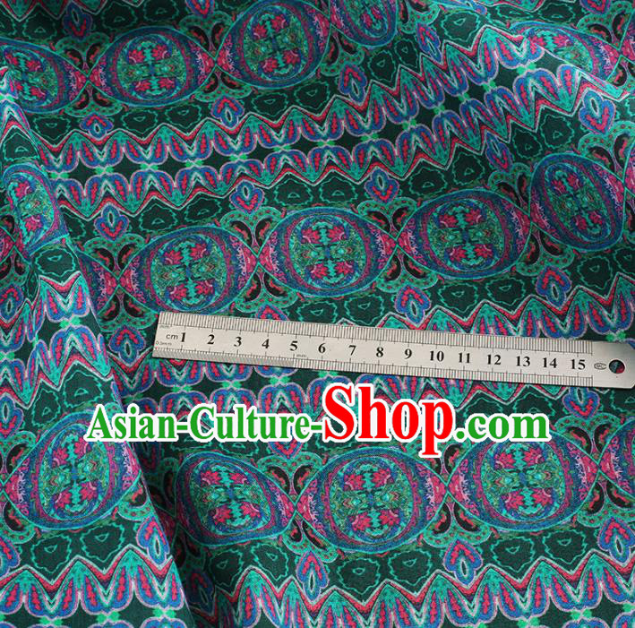 Chinese Traditional Flowers Design Pattern Deep Green Ramie Fabric Cheongsam Ramee Drapery Chinese Traditional Flowers Design Pattern Deep Green Ramie Fabric Cheongsam Ramee Drapery