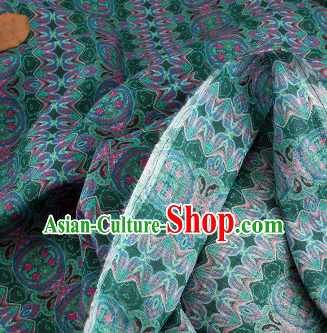 Chinese Traditional Flowers Design Pattern Deep Green Ramie Fabric Cheongsam Ramee Drapery Chinese Traditional Flowers Design Pattern Deep Green Ramie Fabric Cheongsam Ramee Drapery
