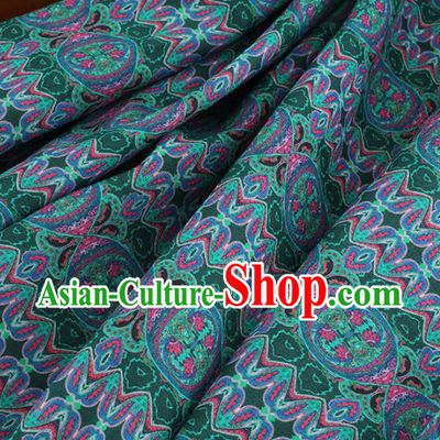 Chinese Traditional Flowers Design Pattern Deep Green Ramie Fabric Cheongsam Ramee Drapery