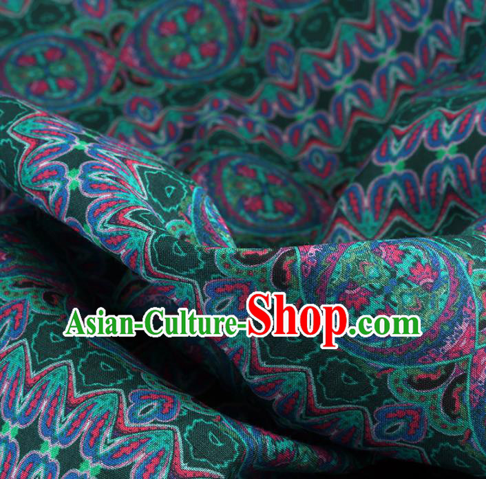 Chinese Traditional Flowers Design Pattern Deep Green Ramie Fabric Cheongsam Ramee Drapery Chinese Traditional Flowers Design Pattern Deep Green Ramie Fabric Cheongsam Ramee Drapery