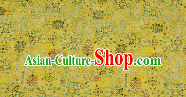 Chinese Traditional Begonia Design Pattern Yellow Ramie Fabric Cheongsam Ramee Drapery Chinese Traditional Begonia Design Pattern Yellow Ramie Fabric Cheongsam Ramee Drapery