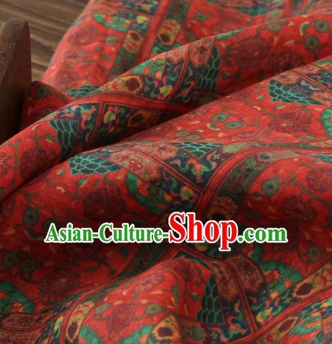 Chinese Traditional Geometric Design Pattern Red Ramie Fabric Cheongsam Ramee Drapery Chinese Traditional Geometric Design Pattern Red Ramie Fabric Cheongsam Ramee Drapery