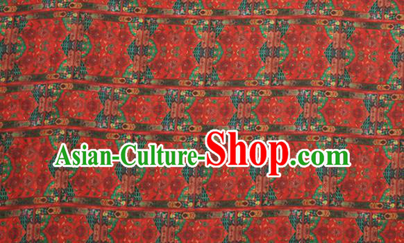 Chinese Traditional Geometric Design Pattern Red Ramie Fabric Cheongsam Ramee Drapery Chinese Traditional Geometric Design Pattern Red Ramie Fabric Cheongsam Ramee Drapery