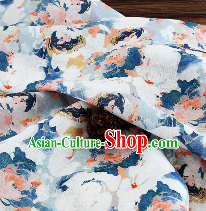 Chinese Traditional Design Pattern White Ramie Fabric Cheongsam Ramee Drapery Chinese Traditional Design Pattern White Ramie Fabric Cheongsam Ramee Drapery