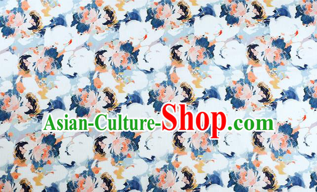 Chinese Traditional Design Pattern White Ramie Fabric Cheongsam Ramee Drapery Chinese Traditional Design Pattern White Ramie Fabric Cheongsam Ramee Drapery