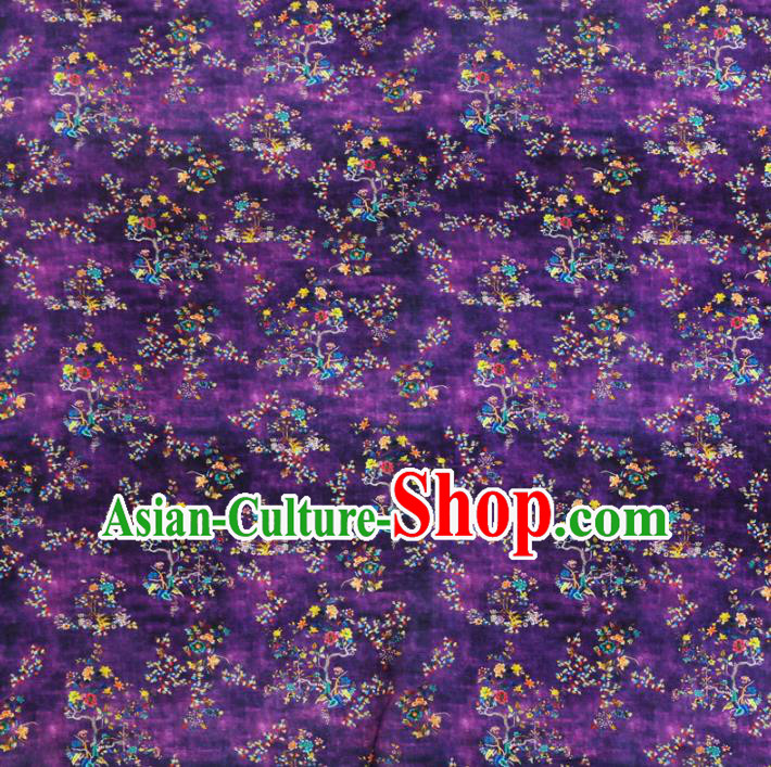 Chinese Traditional Flowers Design Pattern Purple Ramie Fabric Cheongsam Ramee Drapery
