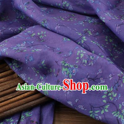Chinese Traditional Flowers Design Pattern Deep Purple Ramie Fabric Cheongsam Ramee Drapery