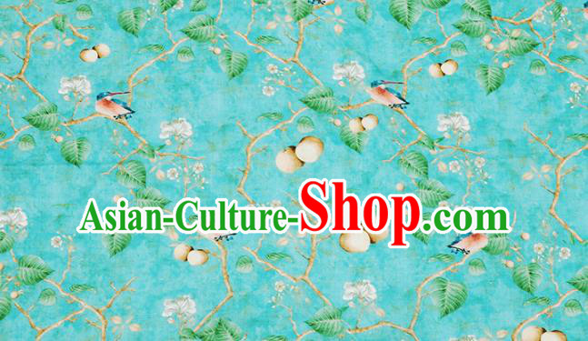Chinese Traditional Bird Flowers Design Pattern Green Ramie Fabric Cheongsam Ramee Drapery Chinese Traditional Bird Flowers Design Pattern Green Ramie Fabric Cheongsam Ramee Drapery