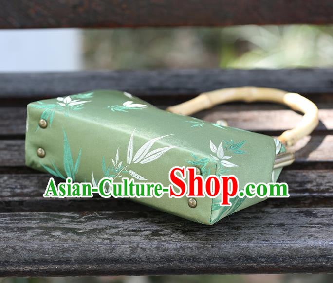 Chinese Traditional Bamboo Pattern Green Brocade Bag Handmade Cheongsam Handbag for Women Chinese Traditional Bamboo Pattern Green Brocade Bag Handmade Cheongsam Handbag for Women