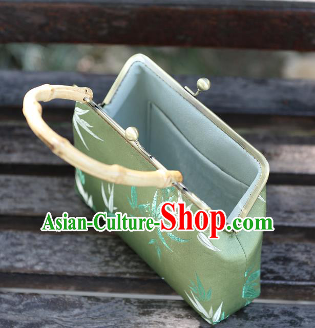 Chinese Traditional Bamboo Pattern Green Brocade Bag Handmade Cheongsam Handbag for Women Chinese Traditional Bamboo Pattern Green Brocade Bag Handmade Cheongsam Handbag for Women