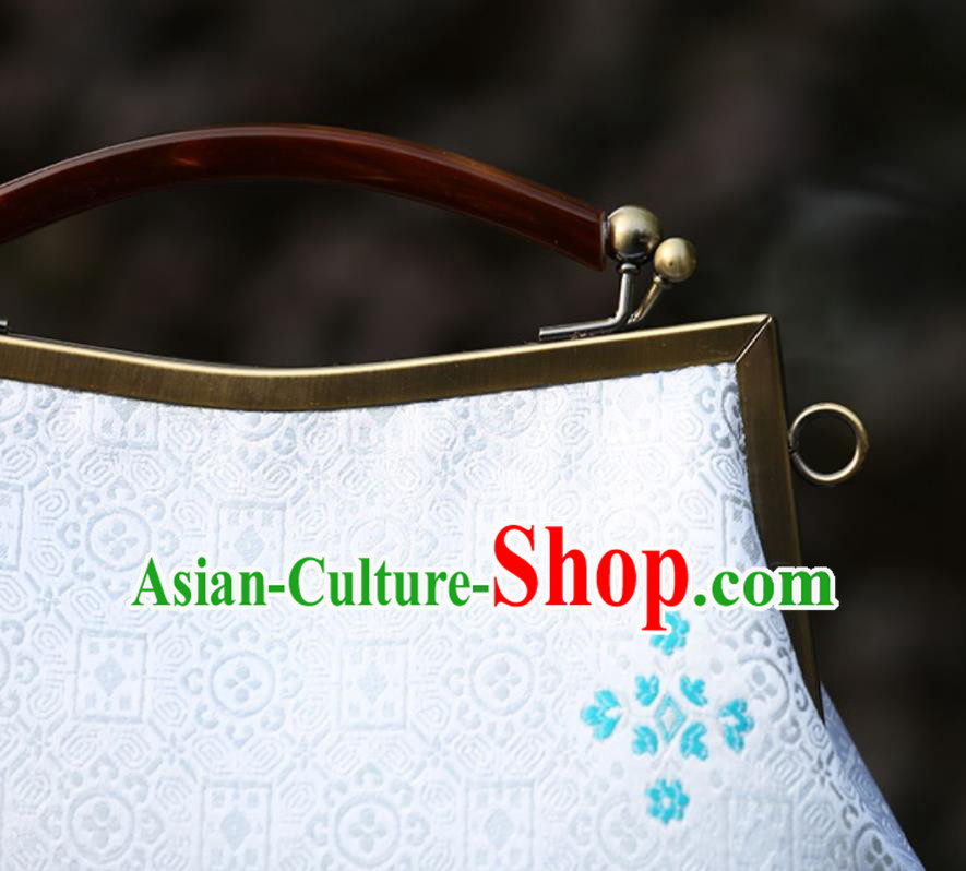 Chinese Traditional Plum Pattern White Brocade Bag Handmade Cheongsam Handbag for Women Chinese Traditional Plum Pattern White Brocade Bag Handmade Cheongsam Handbag for Women