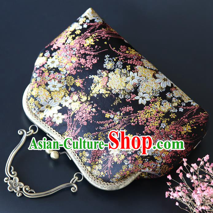 Chinese Traditional Fragrans Pattern Black Brocade Bag Handmade Cheongsam Handbag for Women Chinese Traditional Fragrans Pattern Black Brocade Bag Handmade Cheongsam Handbag for Women